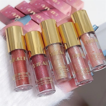 Waterproof Diamond Shimmer Glitter Lip Gloss 5 Colors Sparkling Glitter Liquid Lipstick Diamond Pearl Lip Gloss Sexy Lip Make Up