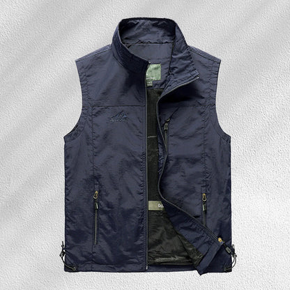 Soild Vest For Mens Leisure Travel Fishing Outdoor Work Jakcet Casual Waistcoat With Pocket Zipper Breathable Outwear Chalecos