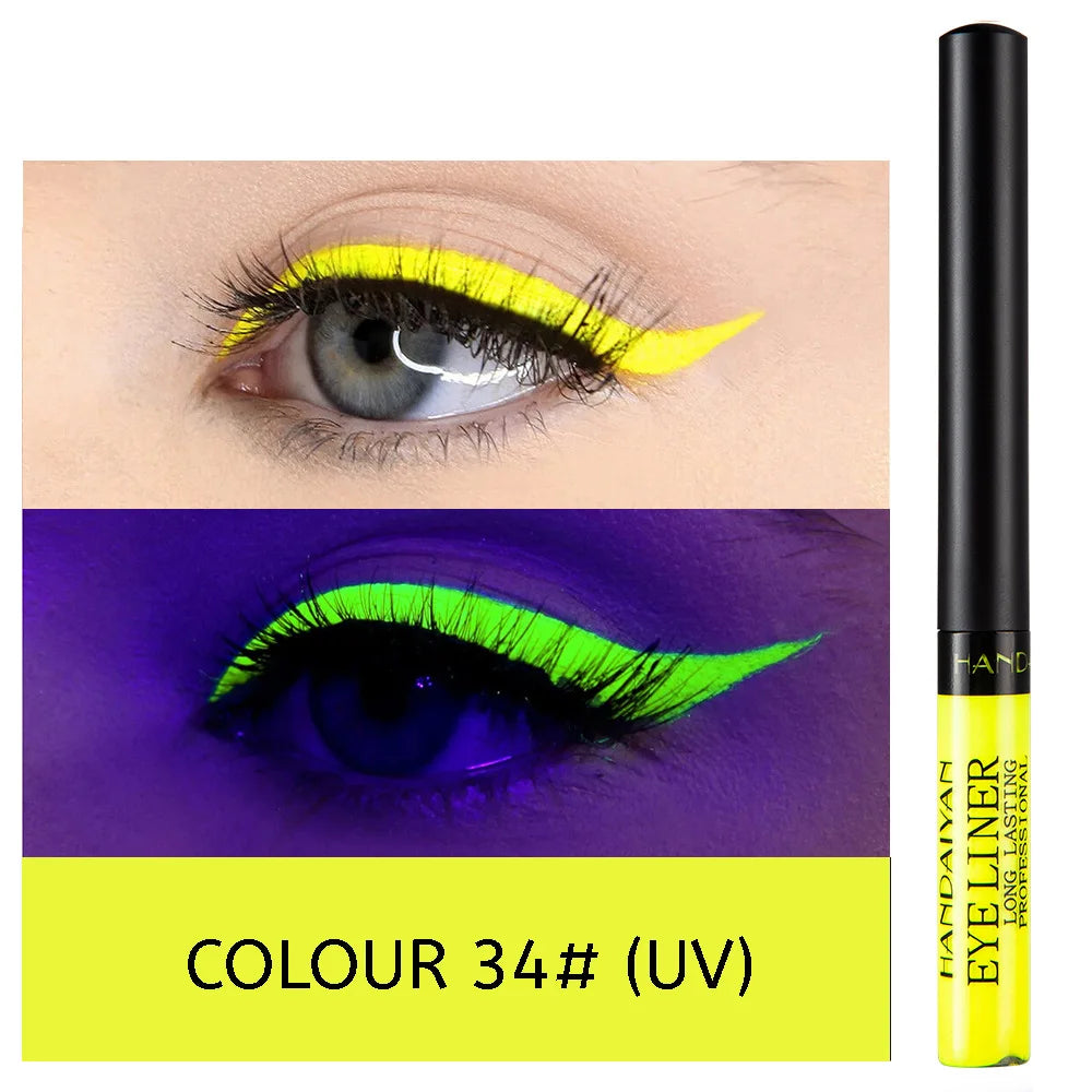 UV Light Neon Eyeliner Pen Eyes Makeup Red Waterproof Liquid Color Eye Liner Pencil Make Up Cosmetics Yellow Matte Purple Pen