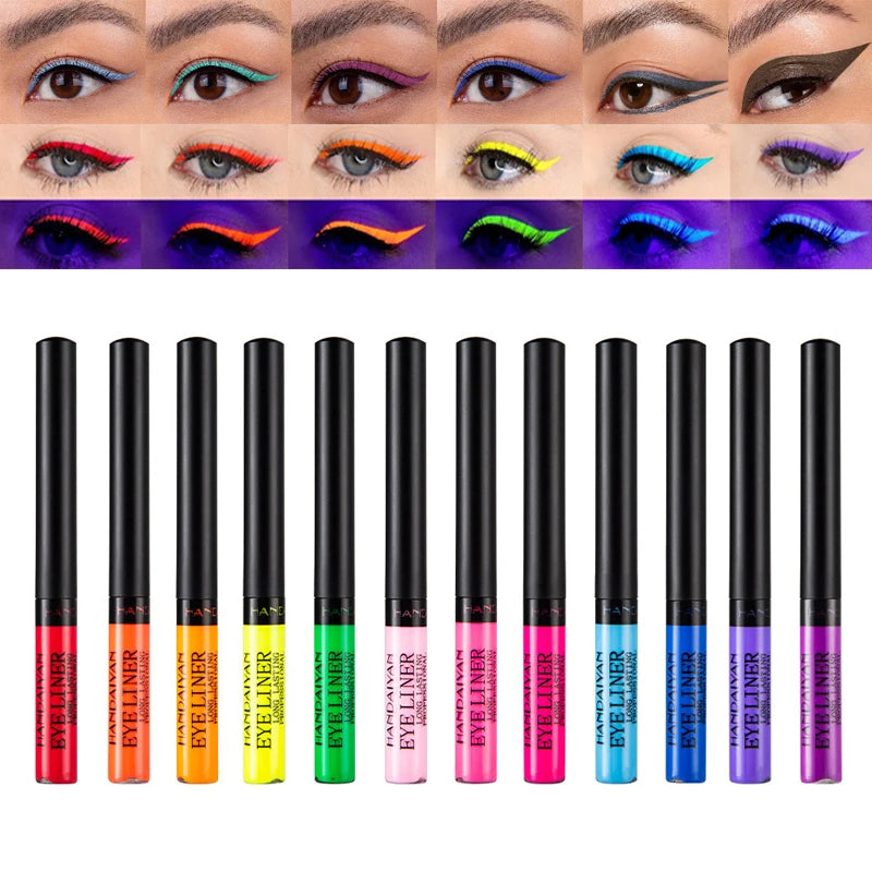 UV Light Neon Eyeliner Pen Eyes Makeup Red Waterproof Liquid Color Eye Liner Pencil Make Up Cosmetics Yellow Matte Purple Pen