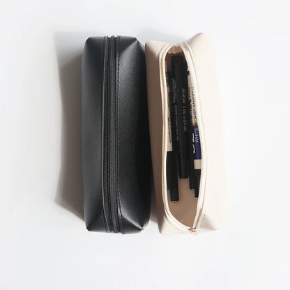 Business Office Custom Name Pencil Case Box Simple Student Zipper Pen Holder Engrave Initials Make Up Brush Cosmetic Storage Bag