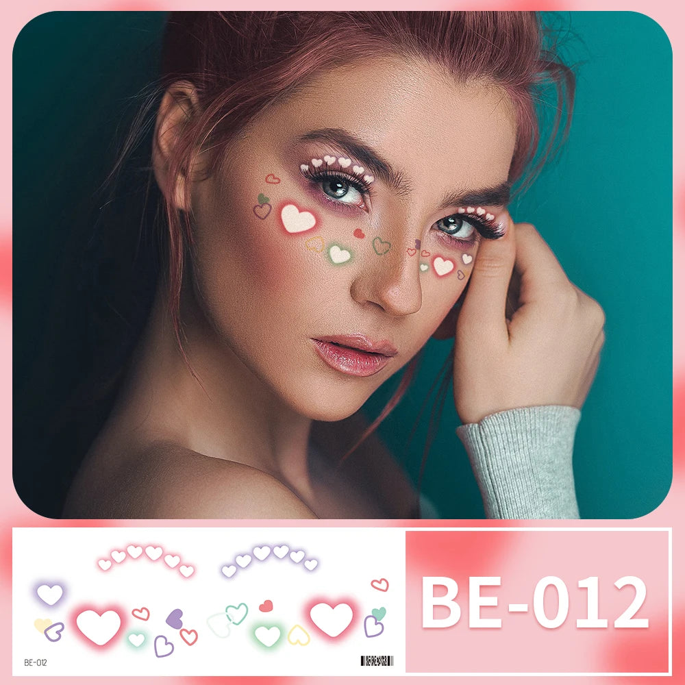 Freckles Face Tattoo Cute Small Heart Women Temporary Tattoos Face Stickers Eye Make Up Decal Waterproof Tattoos For Girls Woman