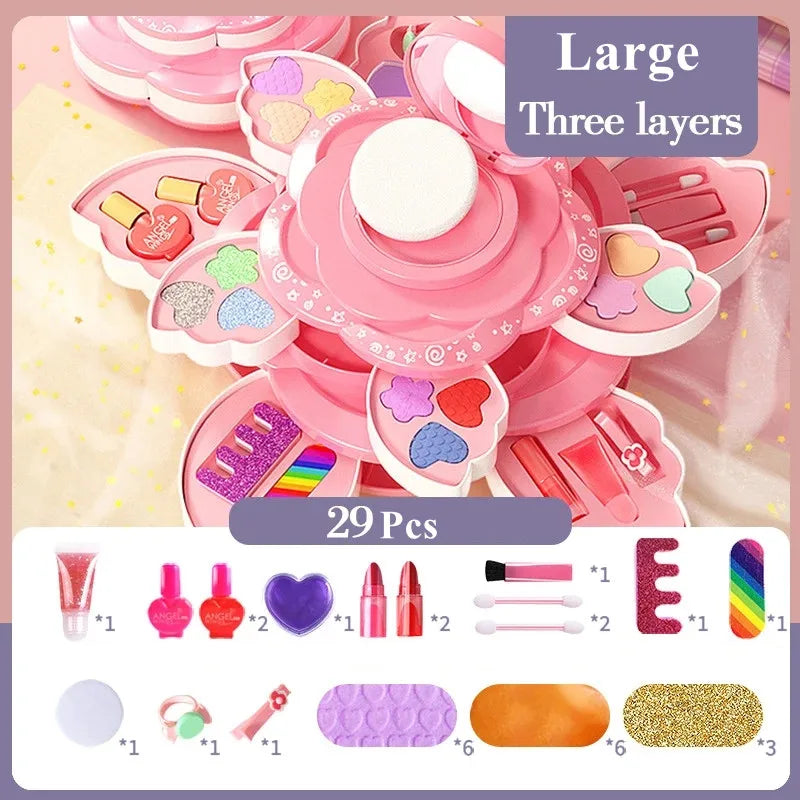 Kids Makeup Kit for Girls Washable Real Cosmetic Safe & Non-Toxic Girls Make Up Set Toys for Little Girl Christmas Birthday Gift