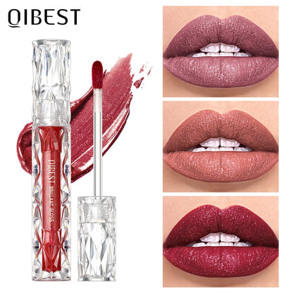 QIBEST Glitter Shimmer Liquid Lipstick High Quality Waterproof Lightweight Lip Gloss Long Lasting Lip Tint Make Up Cosmetics