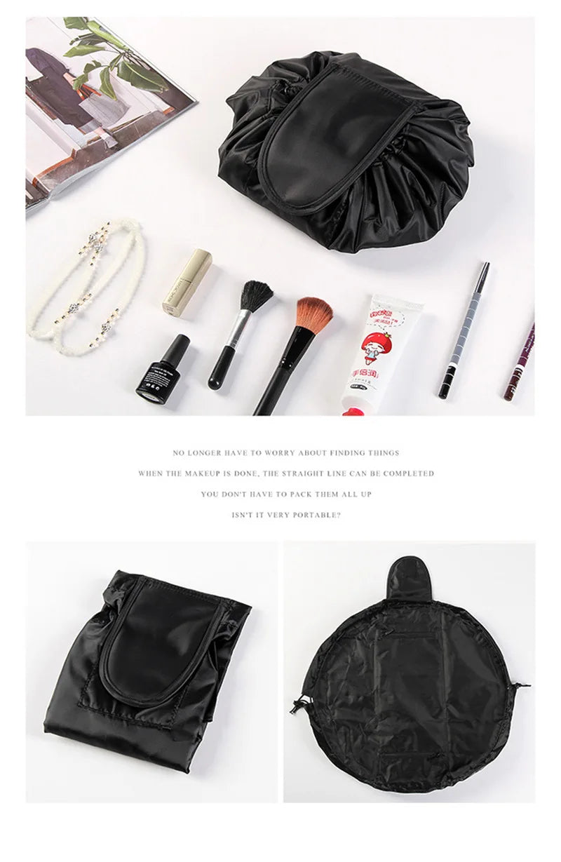 Women Drawstring Cosmetic Bag Travel Storage Makeup Bag Organizer Female Make Up Pouch Portable Waterproof Toiletry Beauty Case