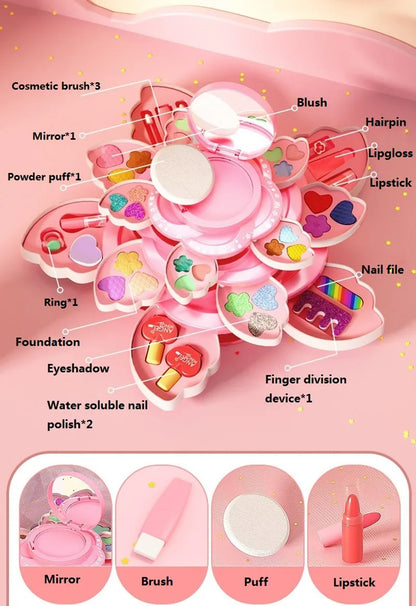 Kids Makeup Kit for Girls Washable Real Cosmetic Safe & Non-Toxic Girls Make Up Set Toys for Little Girl Christmas Birthday Gift