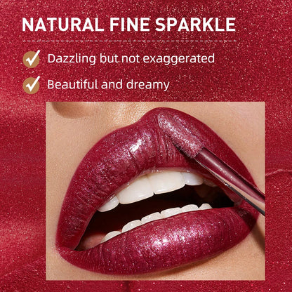 QIBEST Glitter Shimmer Liquid Lipstick High Quality Waterproof Lightweight Lip Gloss Long Lasting Lip Tint Make Up Cosmetics