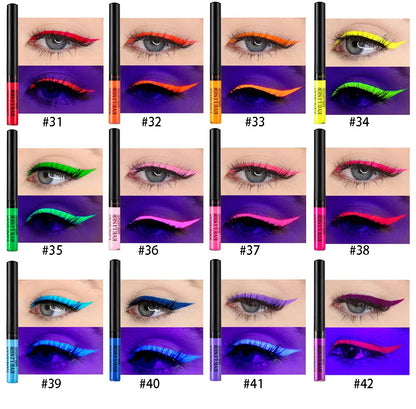 UV Light Neon Eyeliner Pen Eyes Makeup Red Waterproof Liquid Color Eye Liner Pencil Make Up Cosmetics Yellow Matte Purple Pen