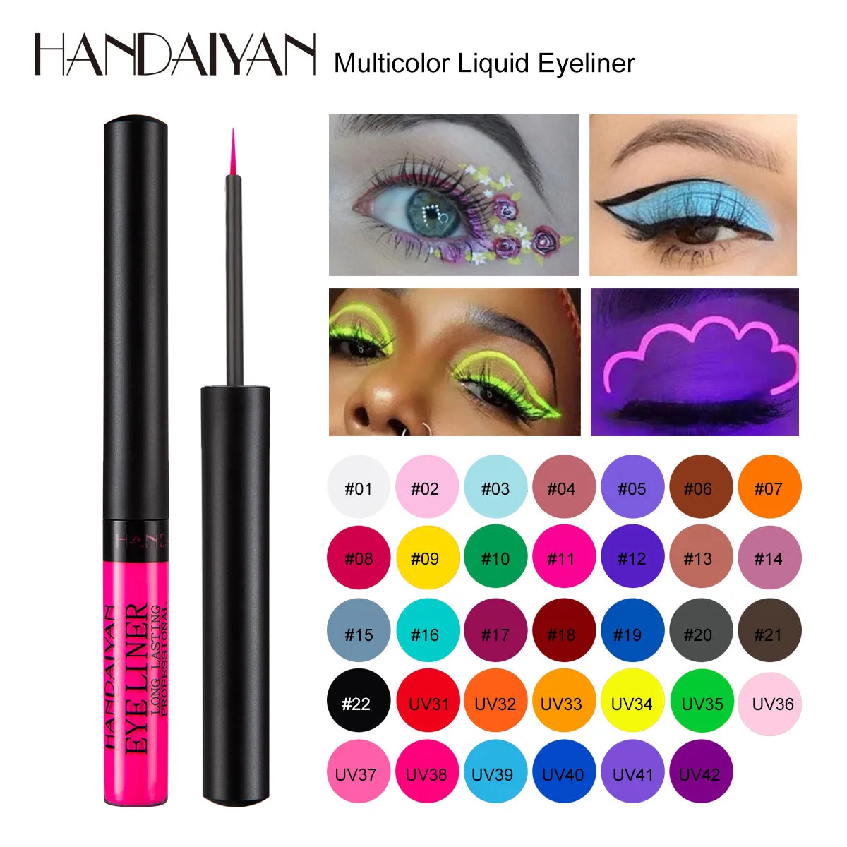 UV Light Neon Eyeliner Pen Eyes Makeup Red Waterproof Liquid Color Eye Liner Pencil Make Up Cosmetics Yellow Matte Purple Pen