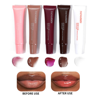 Moisturizing Mirror Water Light Lip Gloss Nude Brown Lip Oil Makeup Plumping Liquid Lipstick Transparent Cosmetics Make Up New