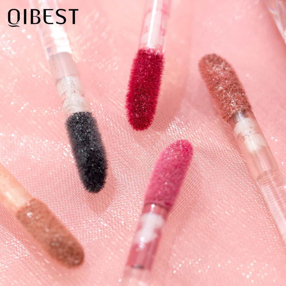 QIBEST Glitter Shimmer Liquid Lipstick High Quality Waterproof Lightweight Lip Gloss Long Lasting Lip Tint Make Up Cosmetics