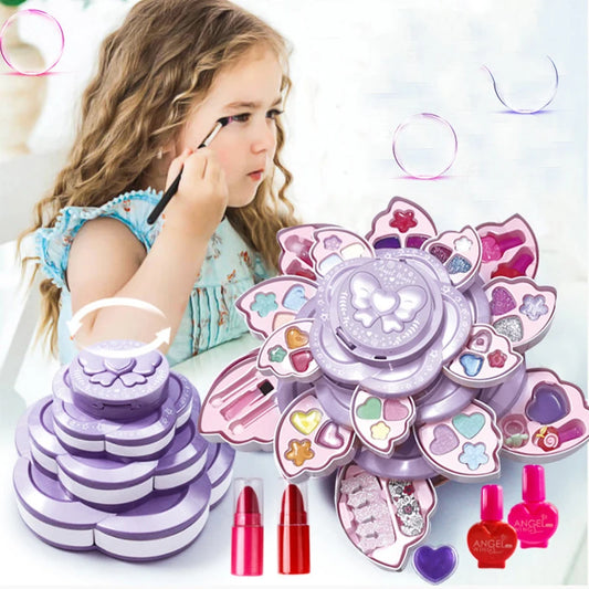 Kids Makeup Kit for Girls Washable Real Cosmetic Safe & Non-Toxic Girls Make Up Set Toys for Little Girl Christmas Birthday Gift