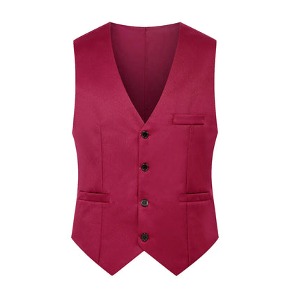 British Fashion Men's Suit Vest Slim Waistcoat Male Vest Party Formal Wear V-Neck Button Down Vests Jackets With Pockets