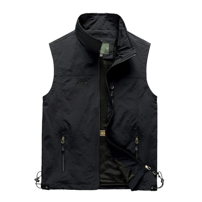 Soild Vest For Mens Leisure Travel Fishing Outdoor Work Jakcet Casual Waistcoat With Pocket Zipper Breathable Outwear Chalecos