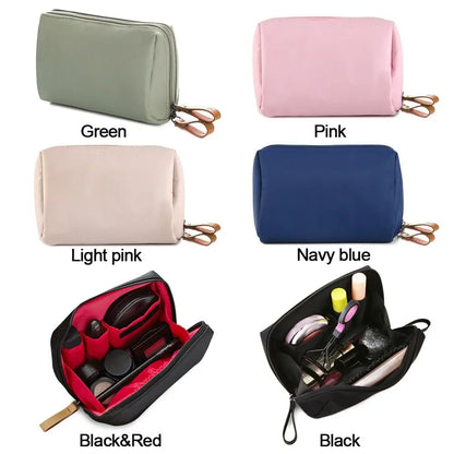 Small Makeup Bag Simple Solid Color Cosmetic Storage Bag for Women Pouch Toiletry Bag Waterproof Make Up Purses Case Mini