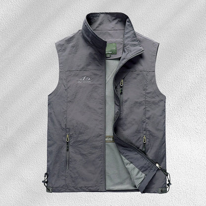 Soild Vest For Mens Leisure Travel Fishing Outdoor Work Jakcet Casual Waistcoat With Pocket Zipper Breathable Outwear Chalecos