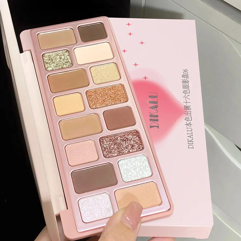 16 Color Eyeshadow Palette Matte Shimmer Chameleon Waterproof Long-Lasting Pearly Shiny Metal Eye Shadow Palette Women's Make-up