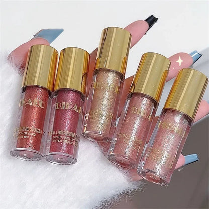 Waterproof Diamond Shimmer Glitter Lip Gloss 5 Colors Sparkling Glitter Liquid Lipstick Diamond Pearl Lip Gloss Sexy Lip Make Up