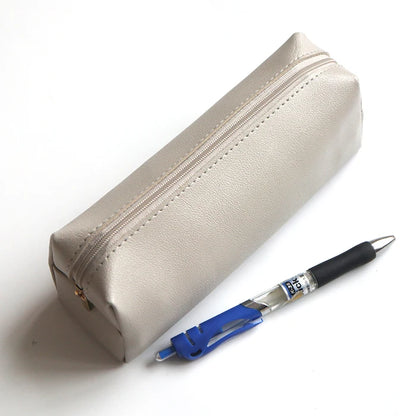 Business Office Custom Name Pencil Case Box Simple Student Zipper Pen Holder Engrave Initials Make Up Brush Cosmetic Storage Bag