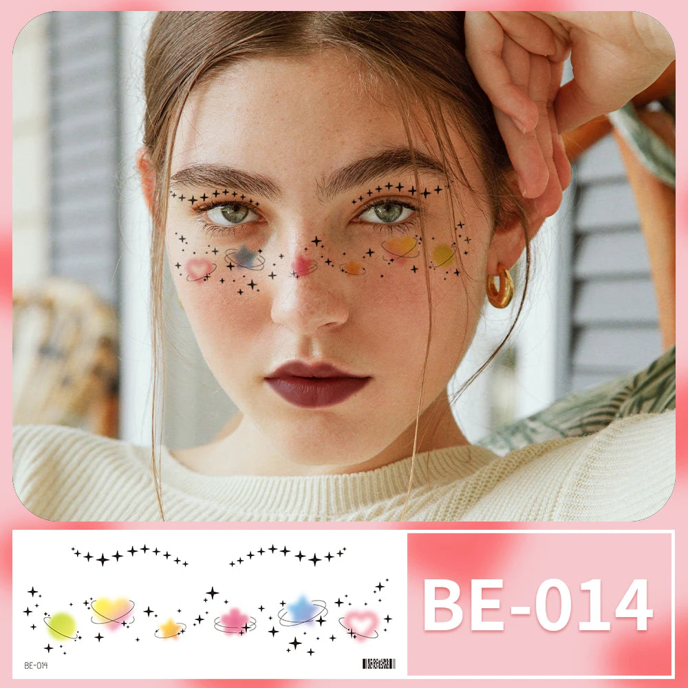 Freckles Face Tattoo Cute Small Heart Women Temporary Tattoos Face Stickers Eye Make Up Decal Waterproof Tattoos For Girls Woman