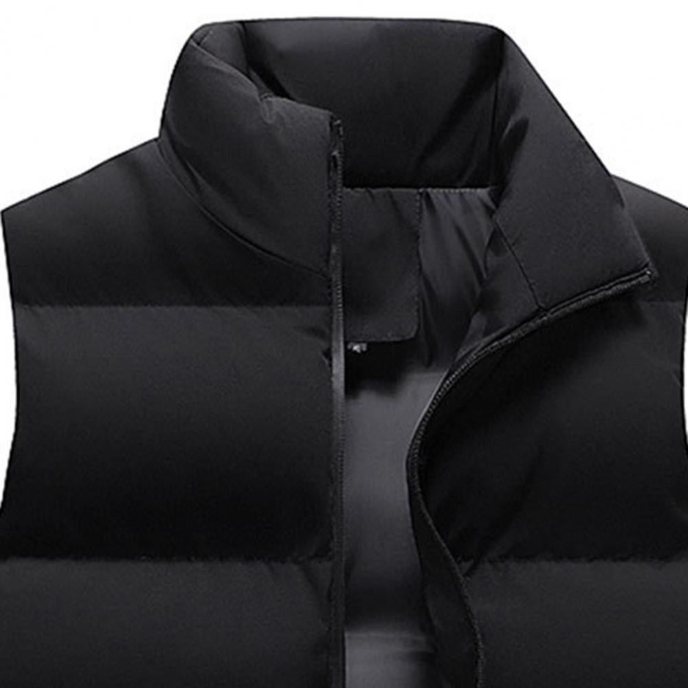 Men Waistcoat Thick Padded Cotton Vest Windproof Sleeveless Winter Outderwear Neck Zipper Cardigan Men Winter Coat