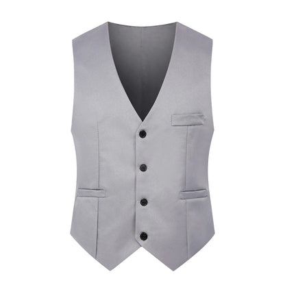 British Fashion Men's Suit Vest Slim Waistcoat Male Vest Party Formal Wear V-Neck Button Down Vests Jackets With Pockets