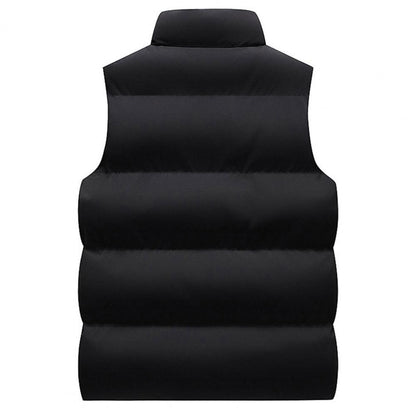 Men Waistcoat Thick Padded Cotton Vest Windproof Sleeveless Winter Outderwear Neck Zipper Cardigan Men Winter Coat