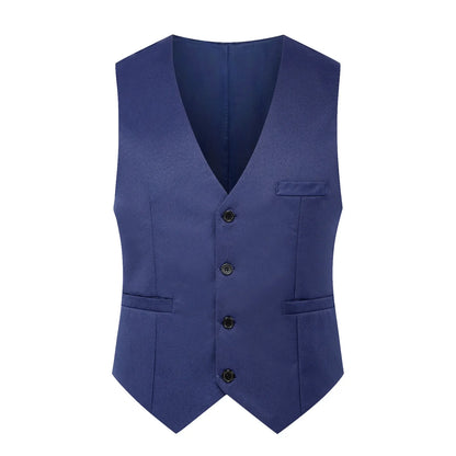 British Fashion Men's Suit Vest Slim Waistcoat Male Vest Party Formal Wear V-Neck Button Down Vests Jackets With Pockets