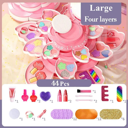 Kids Makeup Kit for Girls Washable Real Cosmetic Safe & Non-Toxic Girls Make Up Set Toys for Little Girl Christmas Birthday Gift