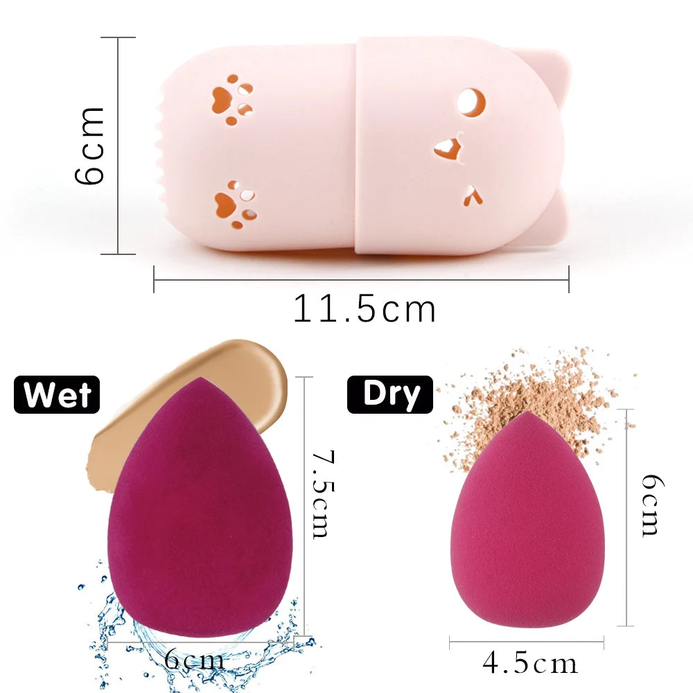 Make Up Sponge Holder Beauty Powder Puff Cleansing Egg Drying Case Silicone Makeup Blender Sponge Portable Face Cosmetics Puff