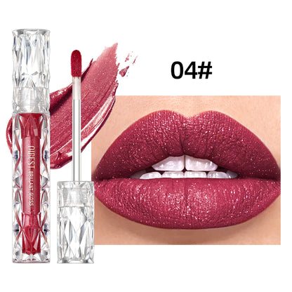 QIBEST Glitter Shimmer Liquid Lipstick High Quality Waterproof Lightweight Lip Gloss Long Lasting Lip Tint Make Up Cosmetics