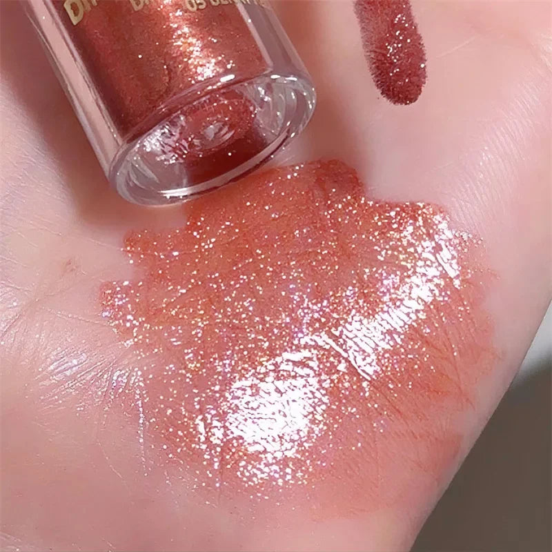 Waterproof Diamond Shimmer Glitter Lip Gloss 5 Colors Sparkling Glitter Liquid Lipstick Diamond Pearl Lip Gloss Sexy Lip Make Up