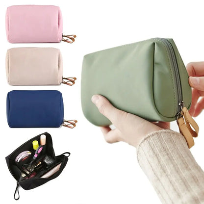 Small Makeup Bag Simple Solid Color Cosmetic Storage Bag for Women Pouch Toiletry Bag Waterproof Make Up Purses Case Mini