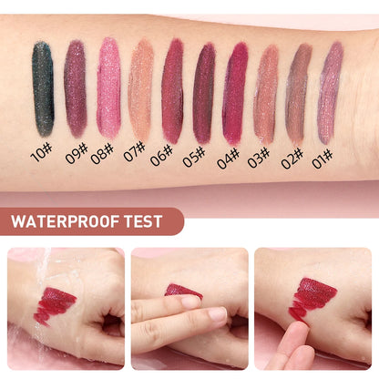 QIBEST Glitter Shimmer Liquid Lipstick High Quality Waterproof Lightweight Lip Gloss Long Lasting Lip Tint Make Up Cosmetics