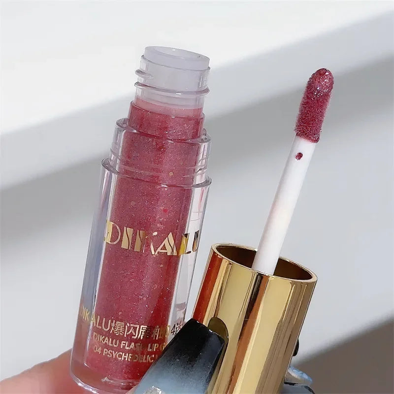 Waterproof Diamond Shimmer Glitter Lip Gloss 5 Colors Sparkling Glitter Liquid Lipstick Diamond Pearl Lip Gloss Sexy Lip Make Up