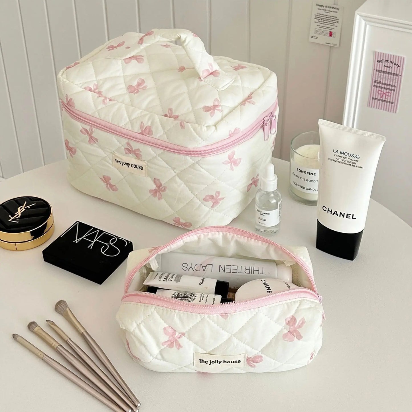 New Cosmetic Bags for Women Cloth Makeup Organizer Female Toiletry Kit Bags Make Up Case Storage Pouch Zipper Lady Box Dormitory