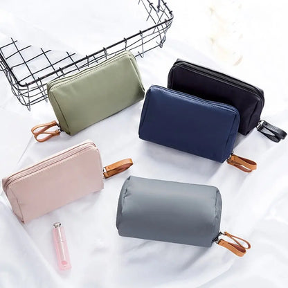 Small Makeup Bag Simple Solid Color Cosmetic Storage Bag for Women Pouch Toiletry Bag Waterproof Make Up Purses Case Mini