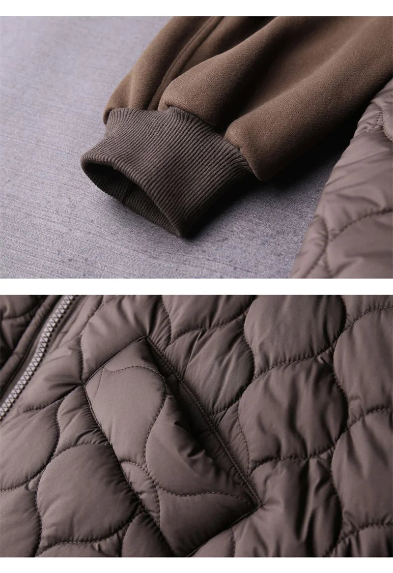 Light Down Cotton Suit 2025 Winter New Korean Version Temperament Mother Pack Padded Jacket Hooded Loose Cotton Clothes Female X