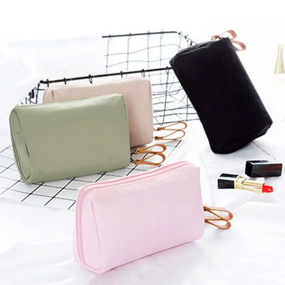 Small Makeup Bag Simple Solid Color Cosmetic Storage Bag for Women Pouch Toiletry Bag Waterproof Make Up Purses Case Mini