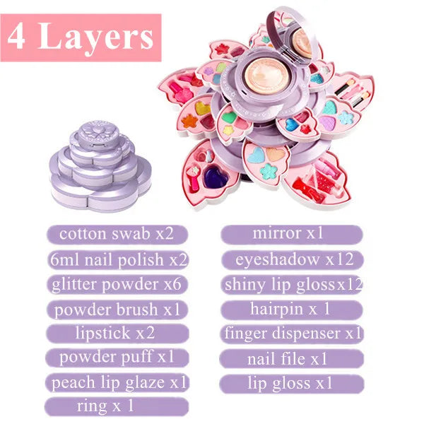 Kids Makeup Kit for Girls Washable Real Cosmetic Safe & Non-Toxic Girls Make Up Set Toys for Little Girl Christmas Birthday Gift