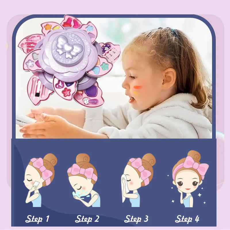 Kids Makeup Kit for Girls Washable Real Cosmetic Safe & Non-Toxic Girls Make Up Set Toys for Little Girl Christmas Birthday Gift