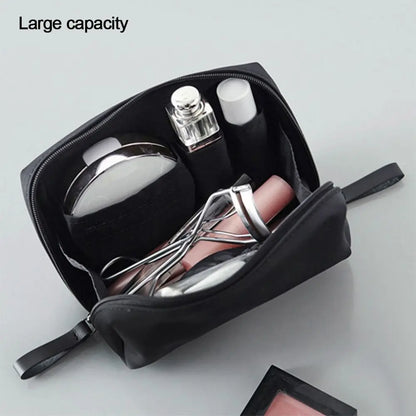 Small Makeup Bag Simple Solid Color Cosmetic Storage Bag for Women Pouch Toiletry Bag Waterproof Make Up Purses Case Mini