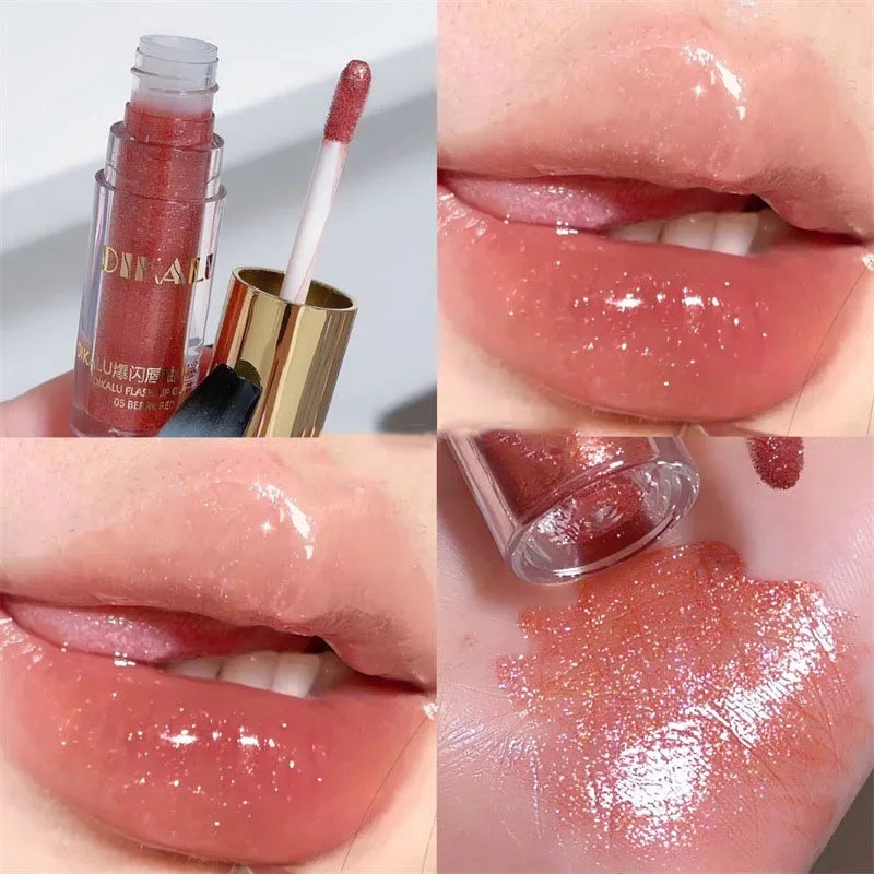 Waterproof Diamond Shimmer Glitter Lip Gloss 5 Colors Sparkling Glitter Liquid Lipstick Diamond Pearl Lip Gloss Sexy Lip Make Up